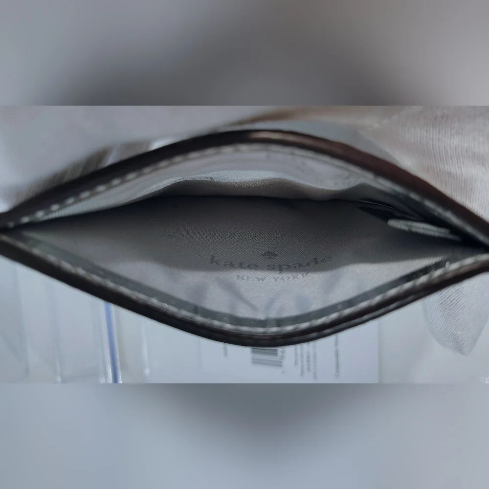 NWT Kate Spade Card Holder - Silver Croc Embossed - Picture 6 of 8